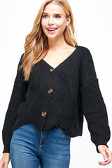 BUTTON DOWN CROP SWEATER CARDIGAN