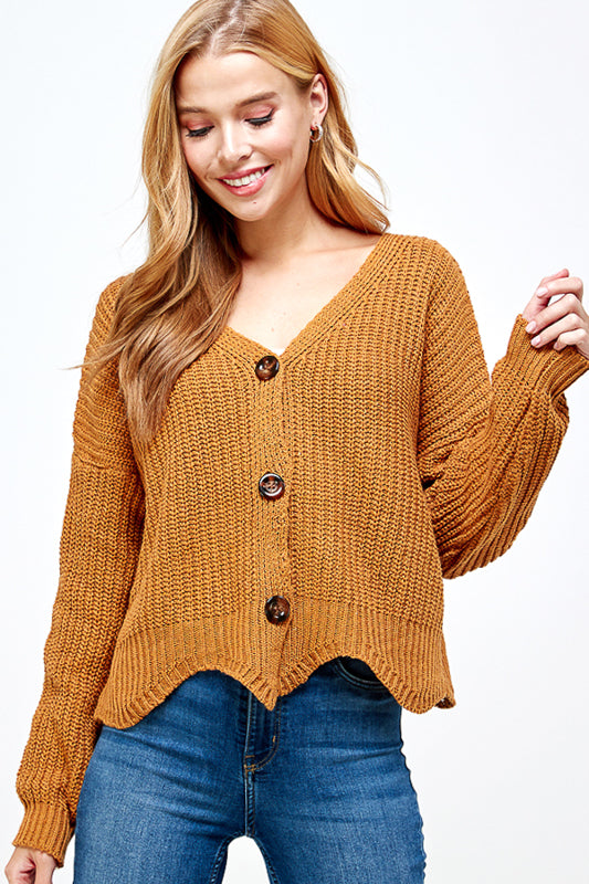 BUTTON DOWN CROP SWEATER CARDIGAN