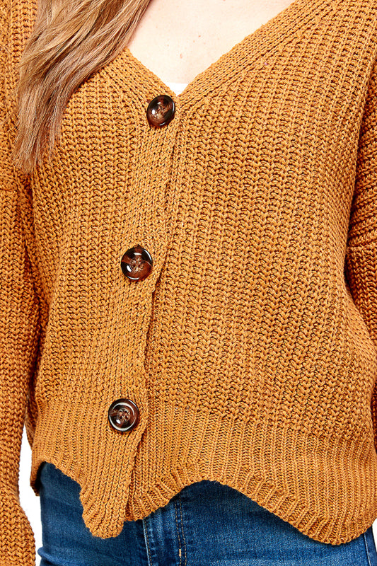 BUTTON DOWN CROP SWEATER CARDIGAN