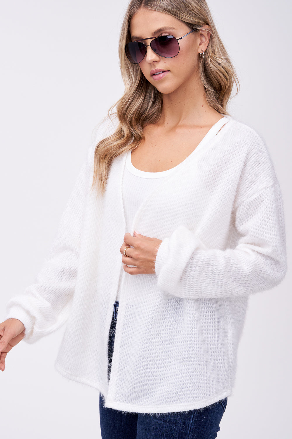 PLUS FUZZY CHUNKY CARDIGAN