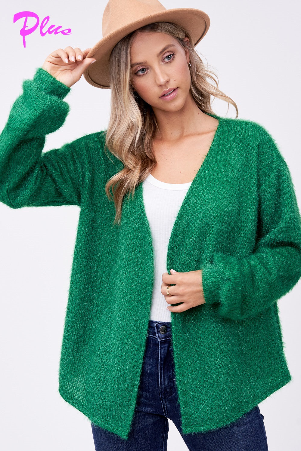 PLUS FUZZY CHUNKY CARDIGAN