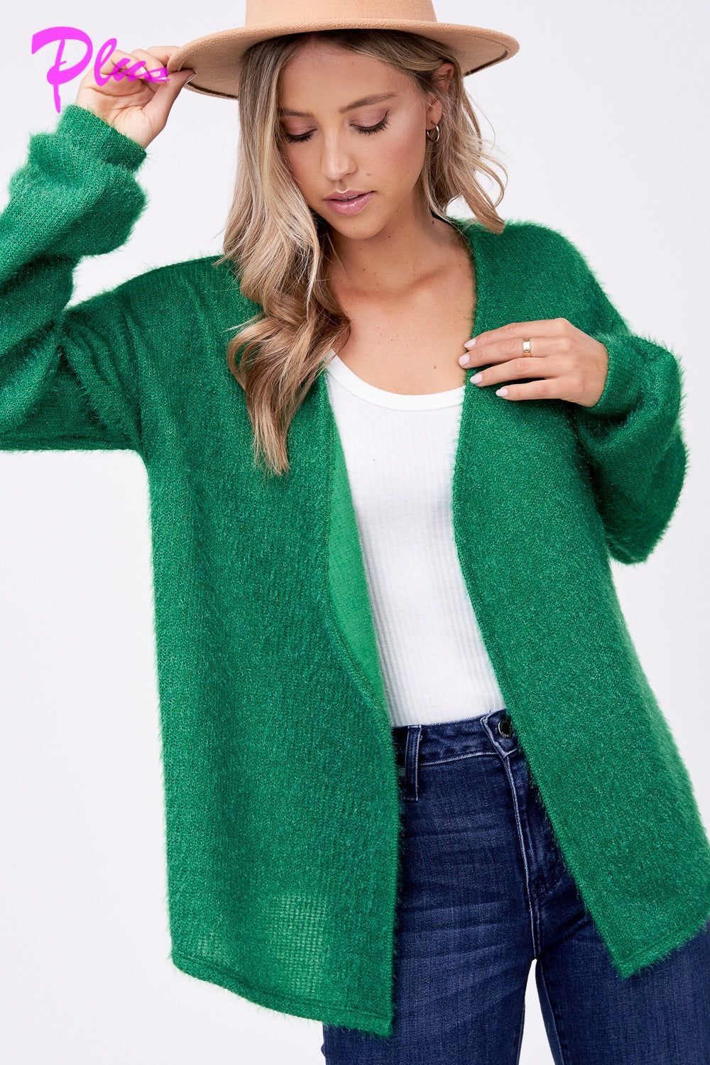 PLUS FUZZY CHUNKY CARDIGAN