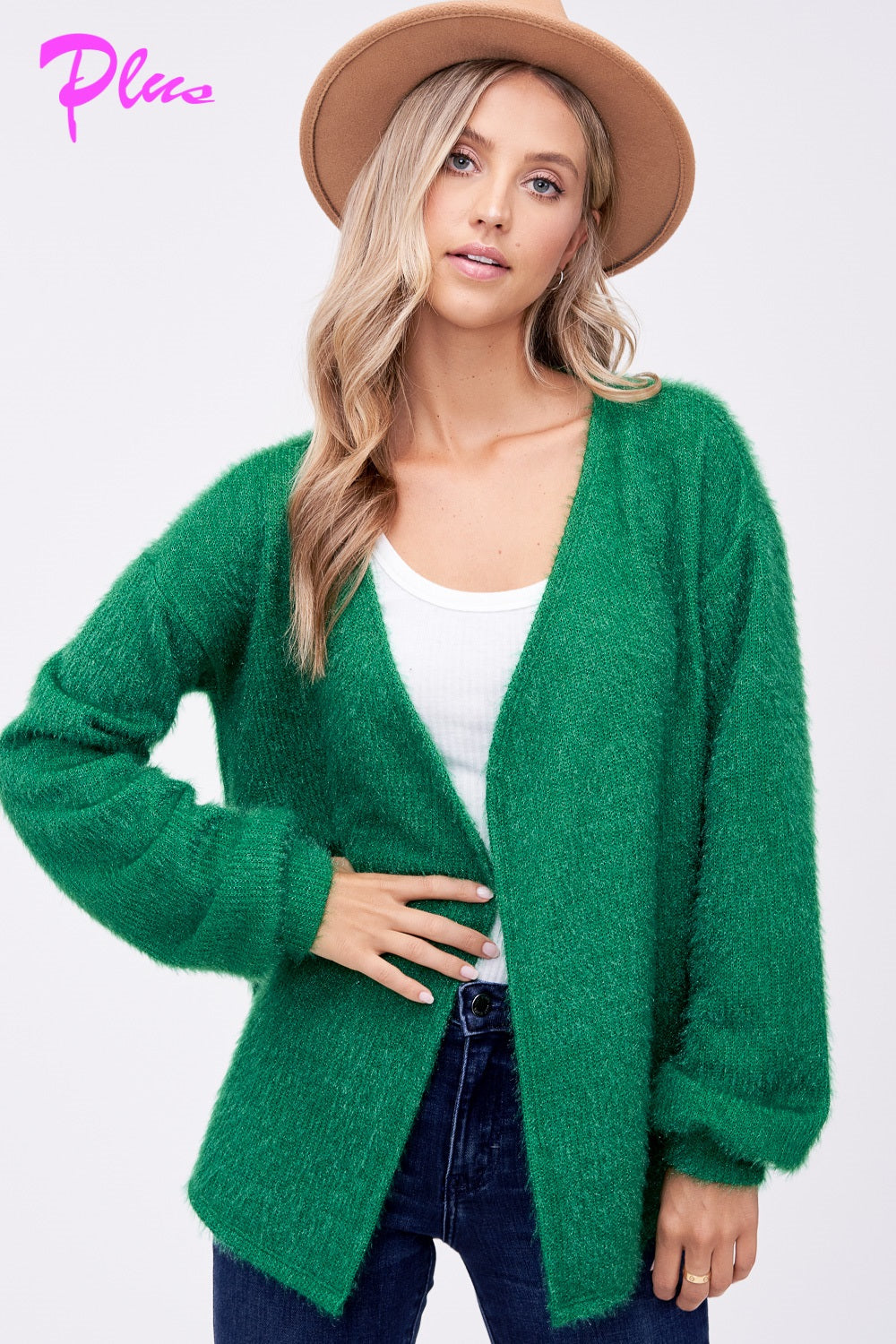 PLUS FUZZY CHUNKY CARDIGAN