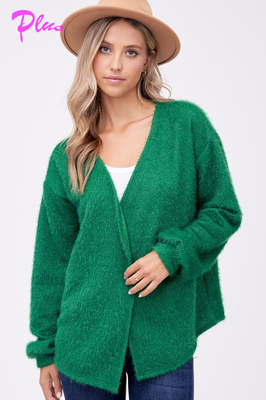 PLUS FUZZY CHUNKY CARDIGAN