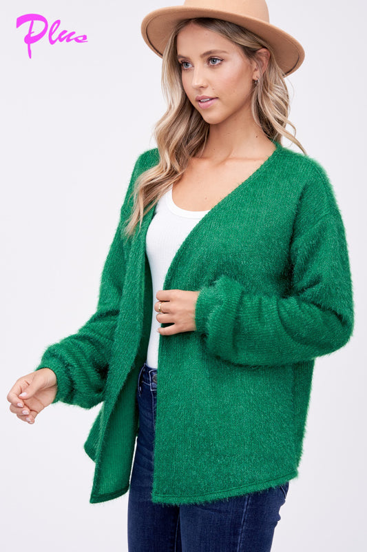 PLUS FUZZY CHUNKY CARDIGAN