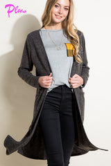 PLUS COZY POCKETS LONG CARDIGAN