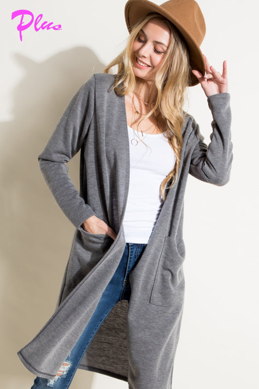 PLUS COZY POCKETS LONG CARDIGAN