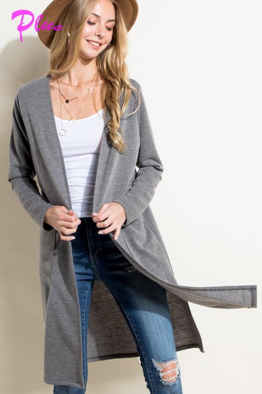 PLUS COZY POCKETS LONG CARDIGAN