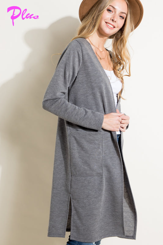 PLUS COZY POCKETS LONG CARDIGAN