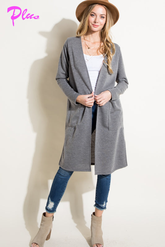 PLUS COZY POCKETS LONG CARDIGAN