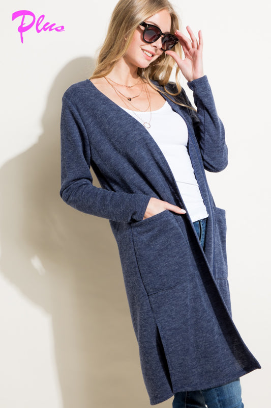 PLUS COZY POCKETS LONG CARDIGAN