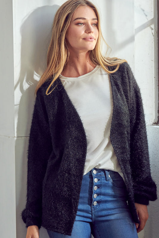 SOLID FUZZY CHUNKY CARDIGAN