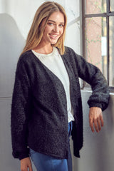 SOLID FUZZY CHUNKY CARDIGAN