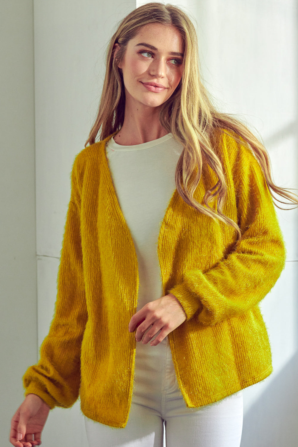 SOLID FUZZY CHUNKY CARDIGAN