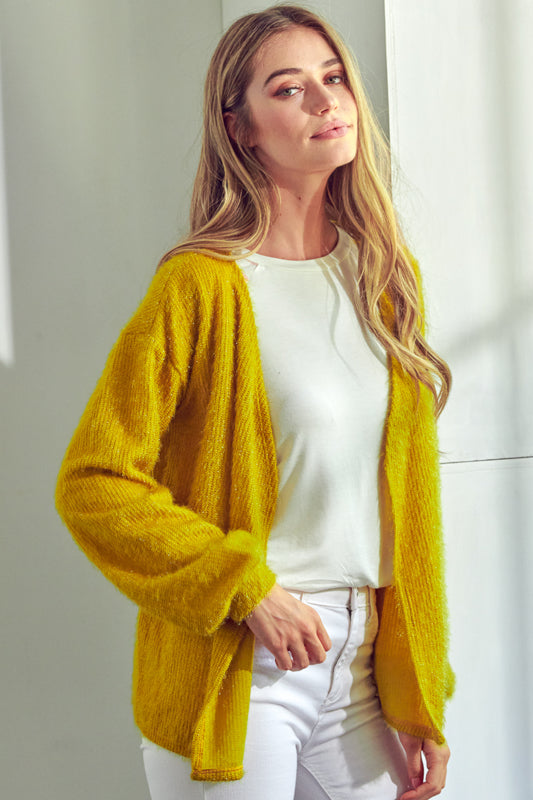 SOLID FUZZY CHUNKY CARDIGAN