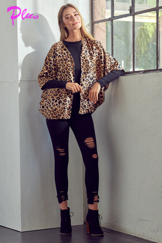 PLUS ANIMAL DROPPED KIMONO CARDIGAN