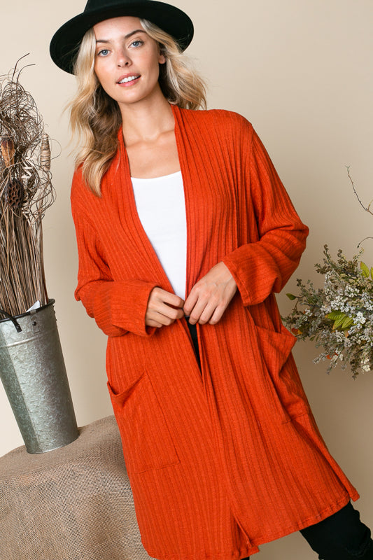 CASHMERE SOLID SIDE PK CARDIGAN