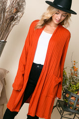 CASHMERE SOLID SIDE PK CARDIGAN