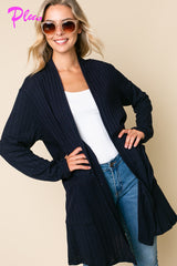 PLUS CASHMERE SIDE POCKETS CARDIGAN