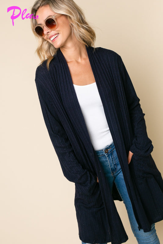 PLUS CASHMERE SIDE POCKETS CARDIGAN