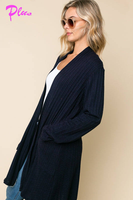 PLUS CASHMERE SIDE POCKETS CARDIGAN