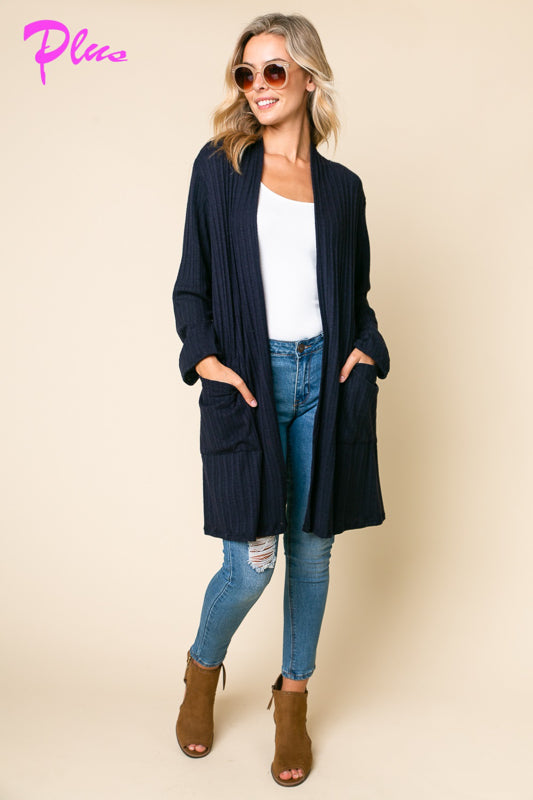 PLUS CASHMERE SIDE POCKETS CARDIGAN