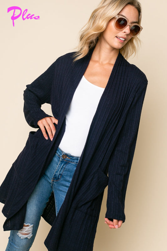 PLUS CASHMERE SIDE POCKETS CARDIGAN