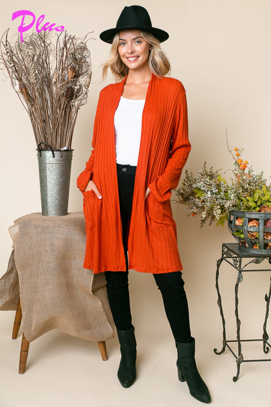 PLUS CASHMERE SIDE POCKETS CARDIGAN