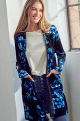 FLORAL VELVET CARDIGAN