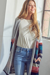 BRUSHED STRIPE SOLID MIX CARDIGAN