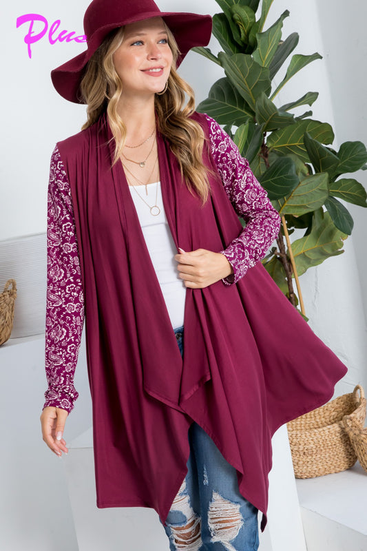 PLUS MIX MATCH CASCADE CARDIGAN