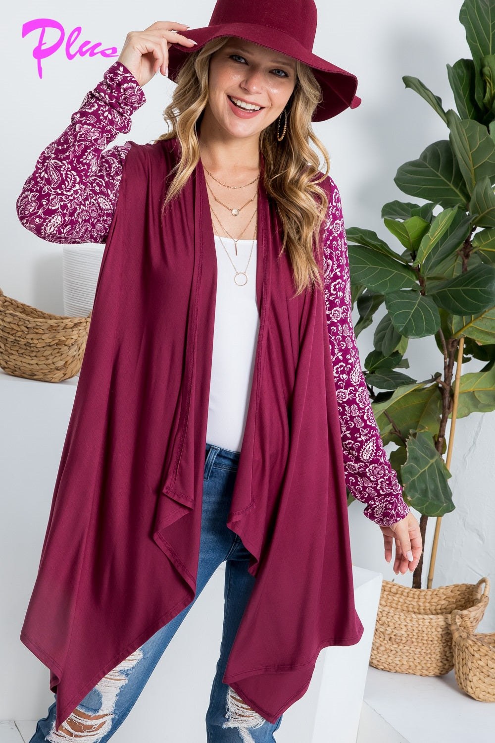 PLUS MIX MATCH CASCADE CARDIGAN