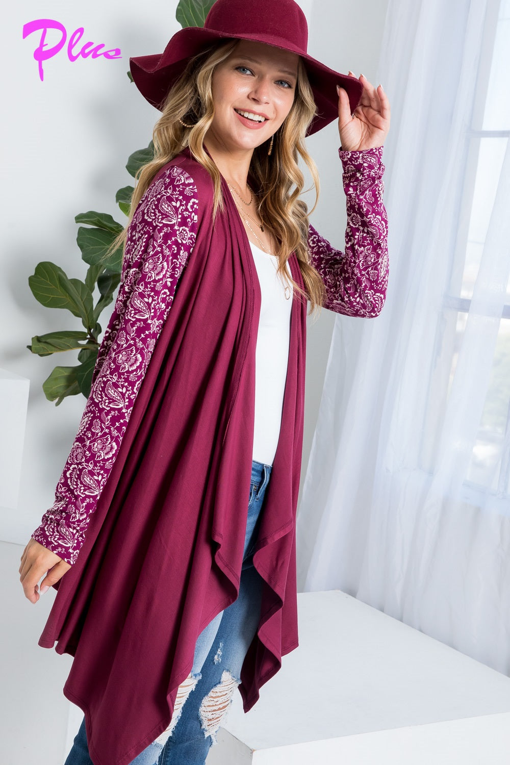 PLUS MIX MATCH CASCADE CARDIGAN