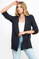 WOVEN SLEEVE ROLL TAB SHIRT JACKET