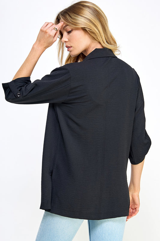 WOVEN SLEEVE ROLL TAB SHIRT JACKET