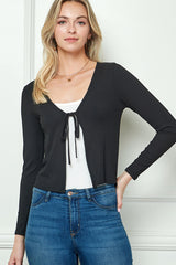 TIE FRONT LONG SLEEVES CARDIGAN