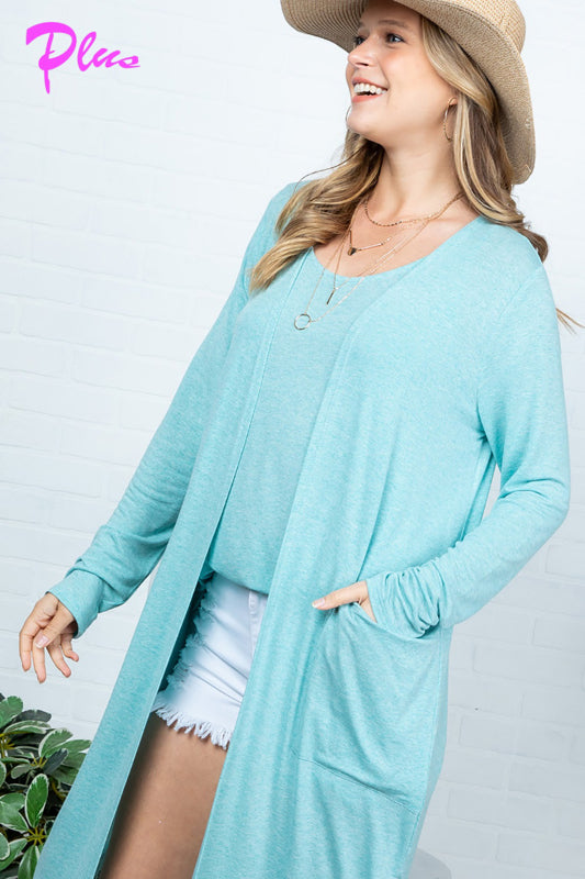 PLUS LONG SLEEVE POCKET CARDIGAN