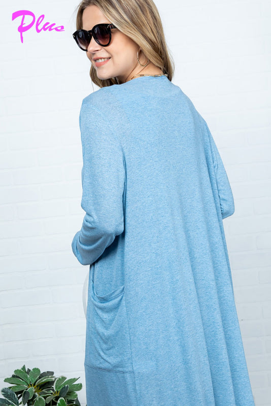 PLUS LONG SLEEVE POCKET CARDIGAN