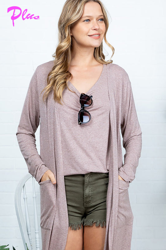 PLUS LONG SLEEVE POCKET CARDIGAN