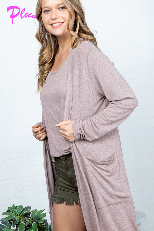 PLUS LONG SLEEVE POCKET CARDIGAN