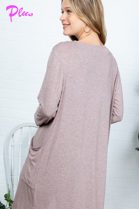 PLUS LONG SLEEVE POCKET CARDIGAN