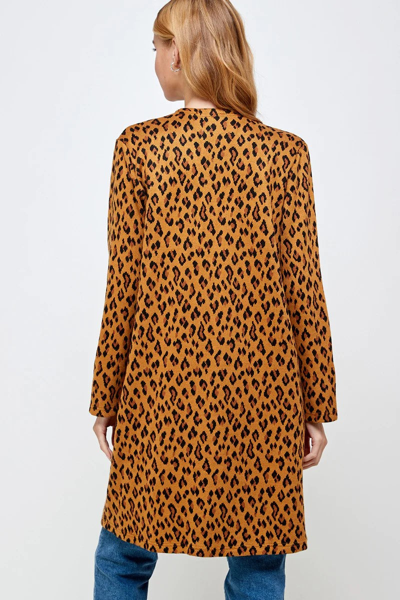 LEOPARD PRINT KNIT LONG CARDIGAN