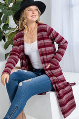 STRIPE POCKET LONG SLEEVE CARDIGAN