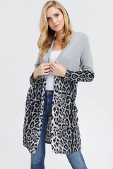 LEOPARD PRINT JERSEY MIX AND MATCH CASUAL CARDIGAN