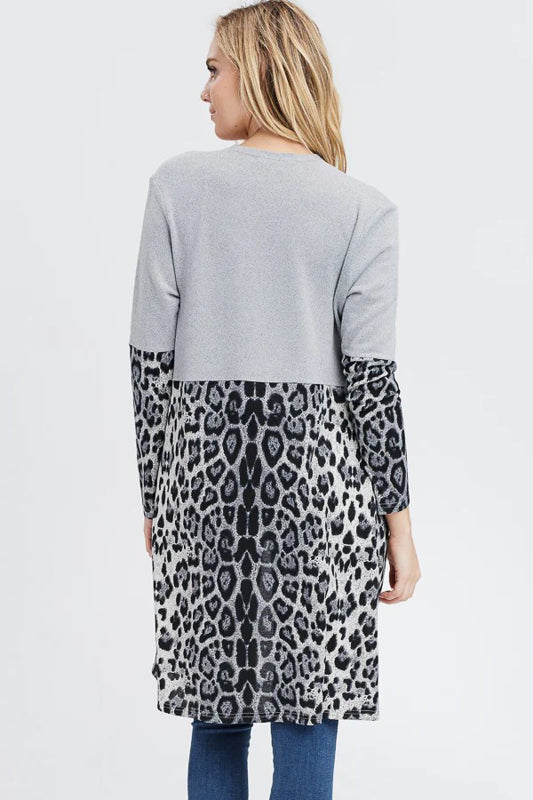 LEOPARD PRINT JERSEY MIX AND MATCH CASUAL CARDIGAN