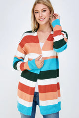 COZY SOFT KNIT MULTI COLOR SWEATER CARDIGAN