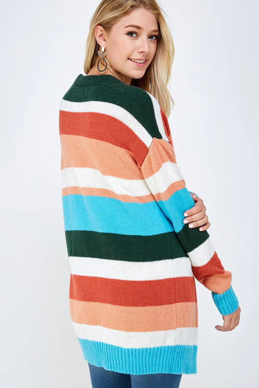 COZY SOFT KNIT MULTI COLOR SWEATER CARDIGAN