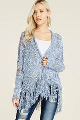 FRINGE HEM SOFT KNIT CARDIGAN