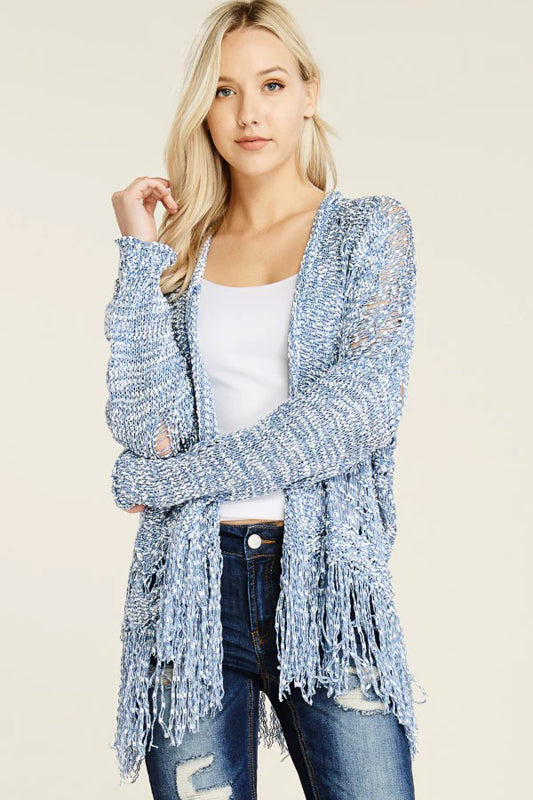 FRINGE HEM SOFT KNIT CARDIGAN