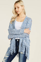 FRINGE HEM SOFT KNIT CARDIGAN